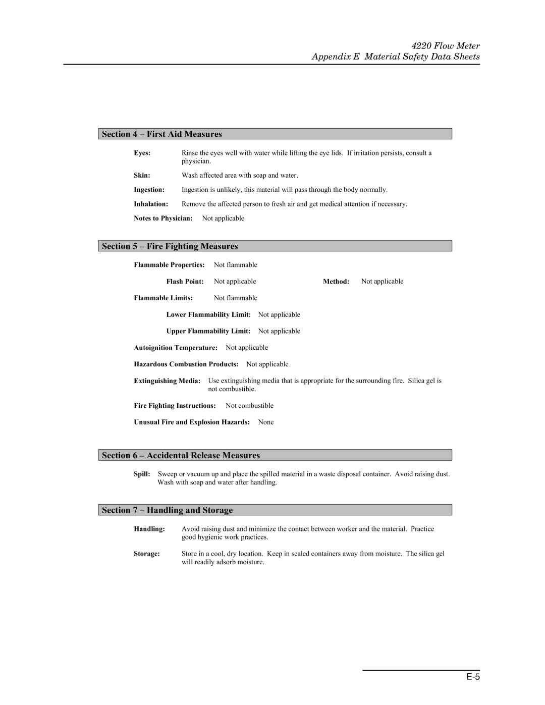 Teledyne 4220 installation and operation guide First Aid Measures 