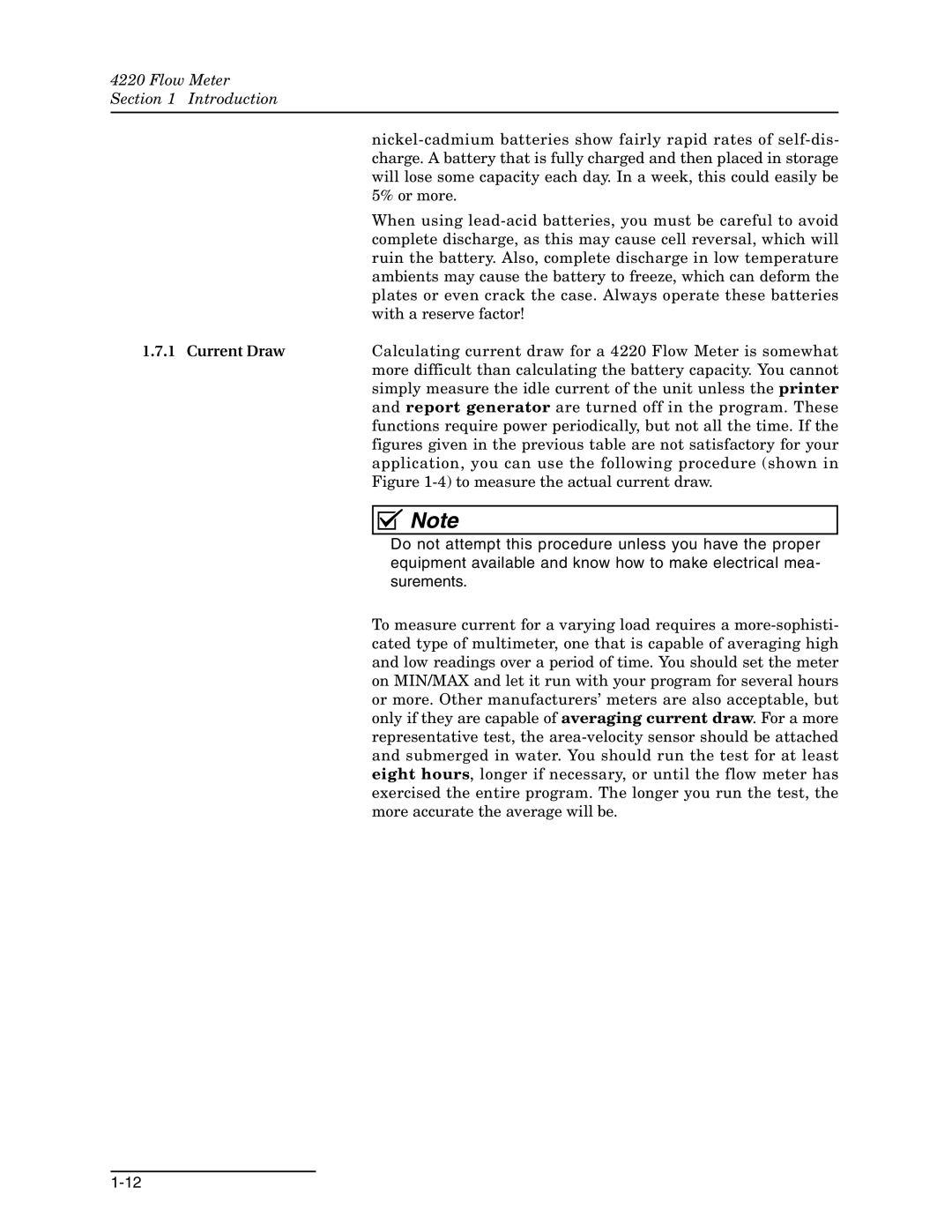 Teledyne 4220 installation and operation guide Current Draw 