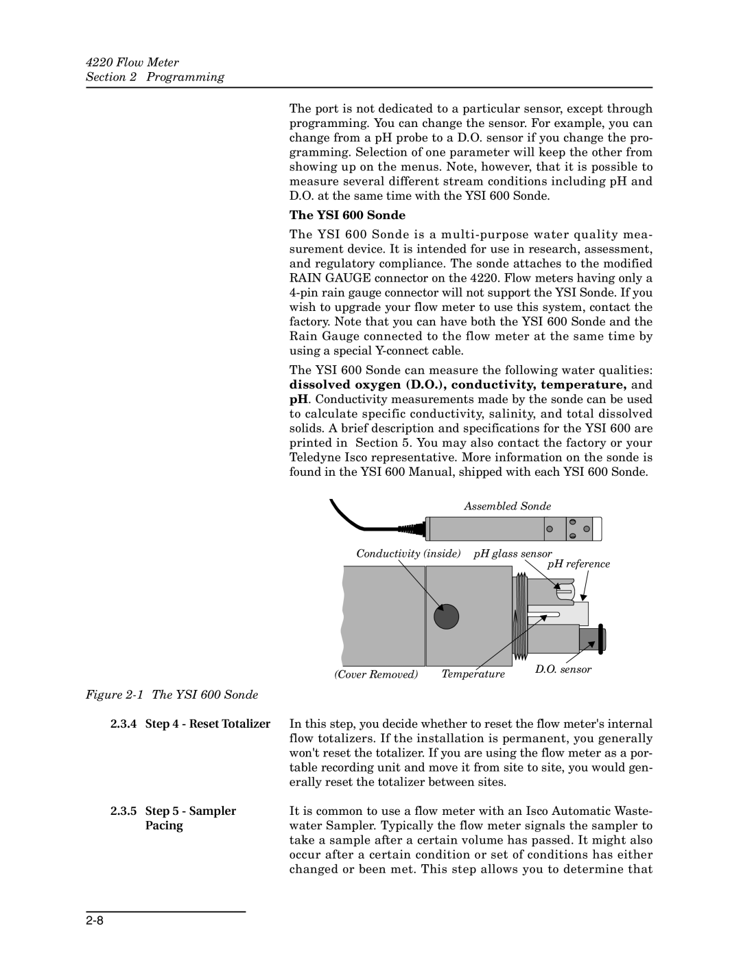 Teledyne 4220 installation and operation guide YSI 600 Sonde, Sampler, Pacing 