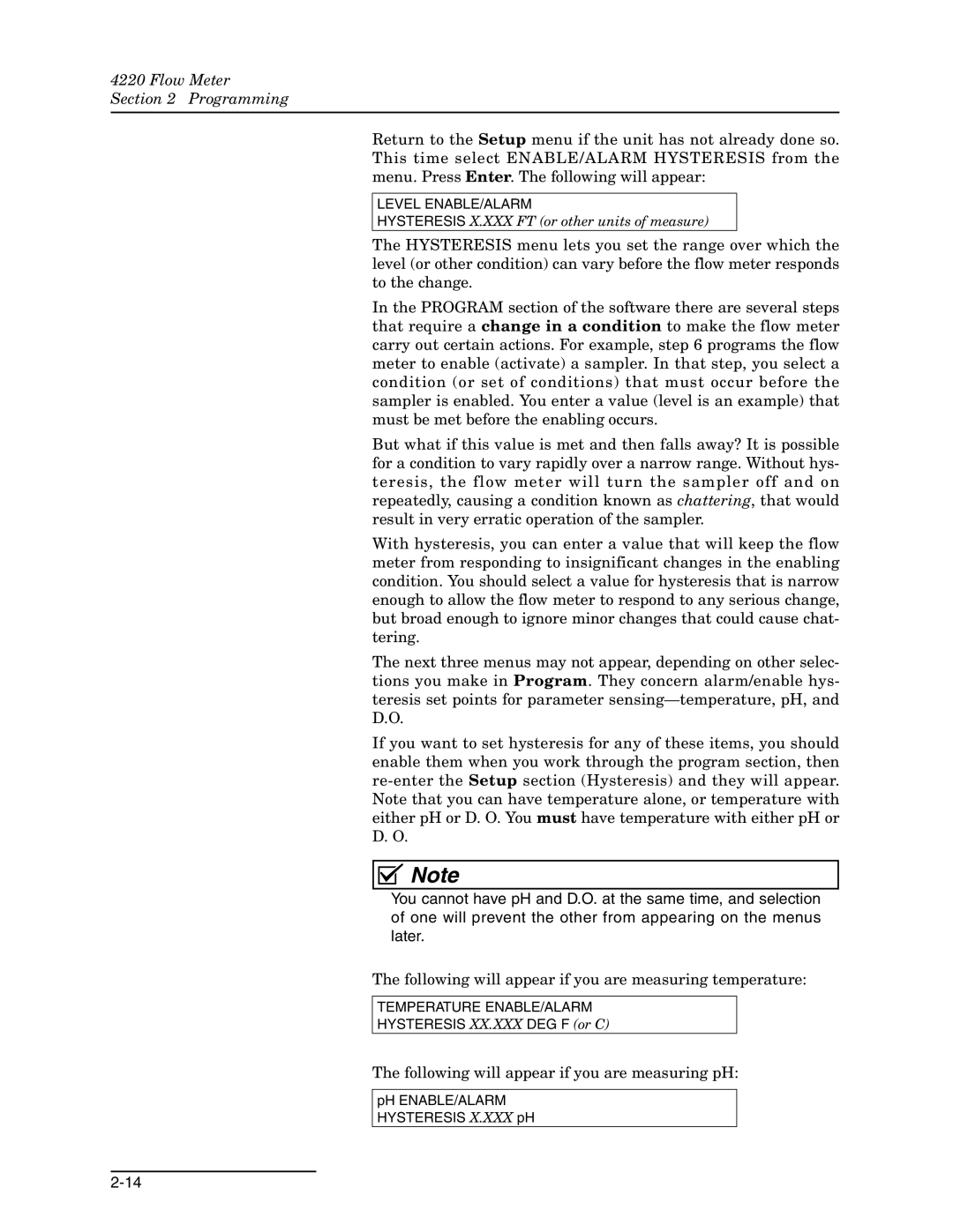 Teledyne 4220 installation and operation guide Following will appear if you are measuring temperature 