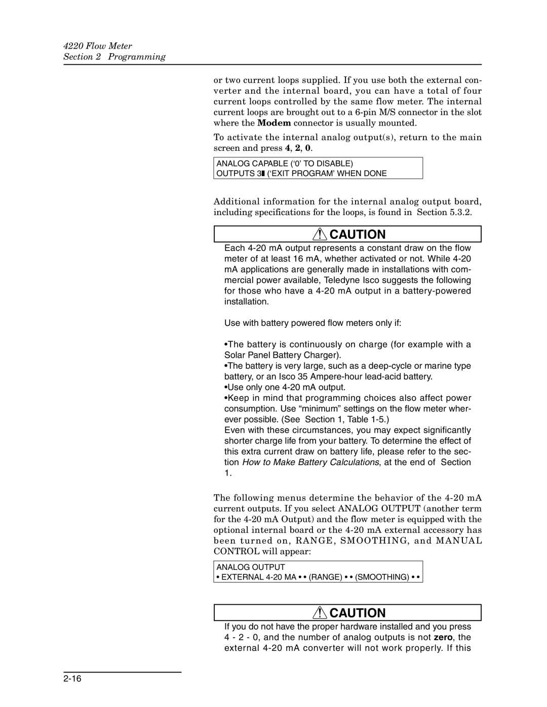 Teledyne 4220 installation and operation guide Analog Output 