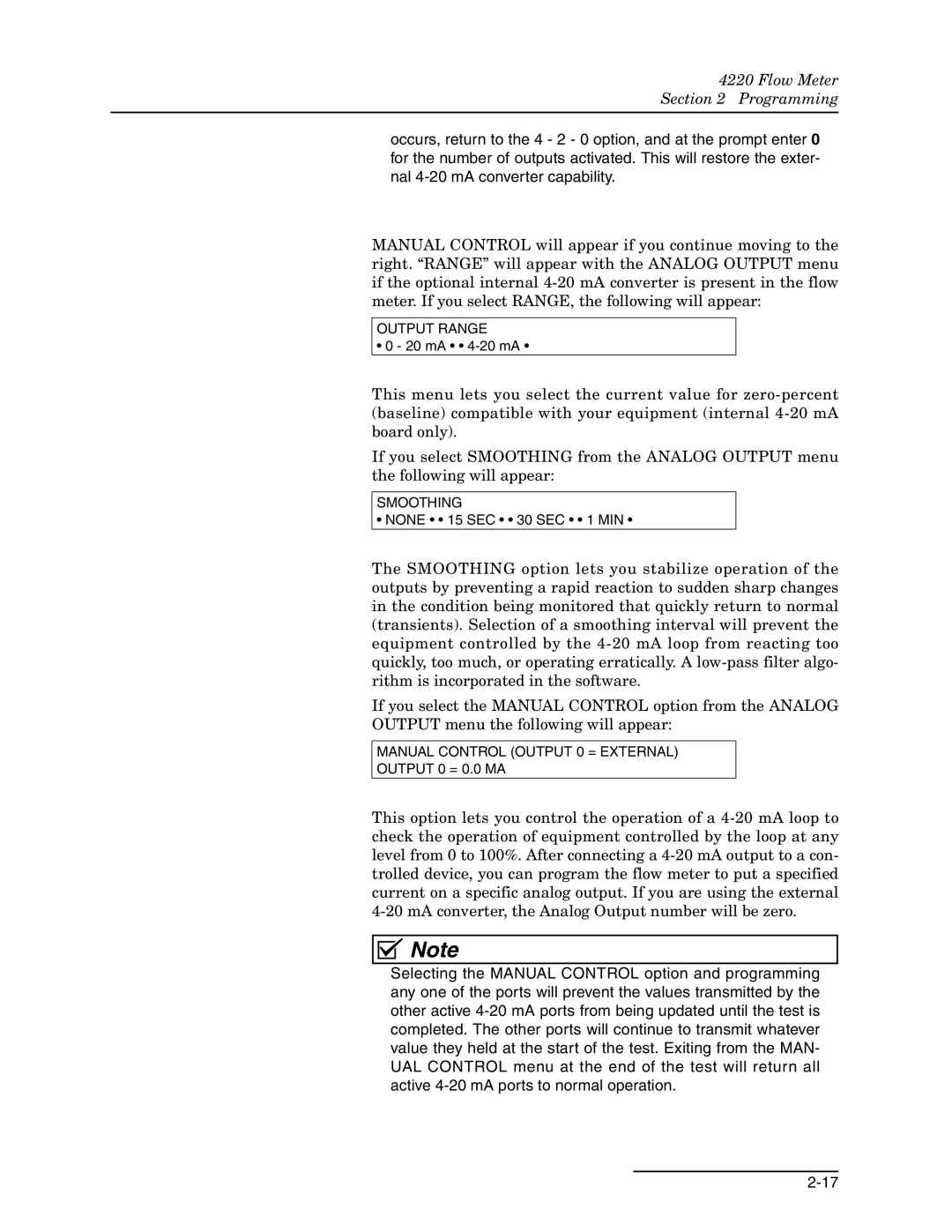 Teledyne 4220 installation and operation guide Output Range 