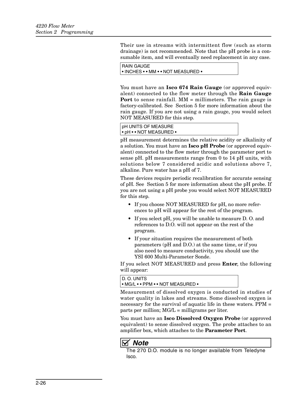 Teledyne 4220 installation and operation guide Rain Gauge Inches MM not Measured 