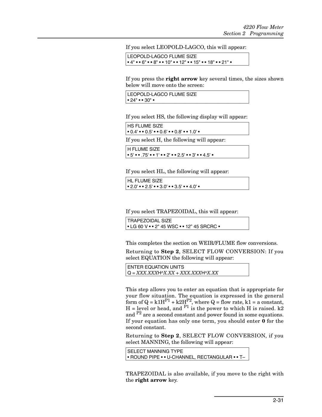 Teledyne 4220 installation and operation guide If you select LEOPOLD-LAGCO, this will appear 