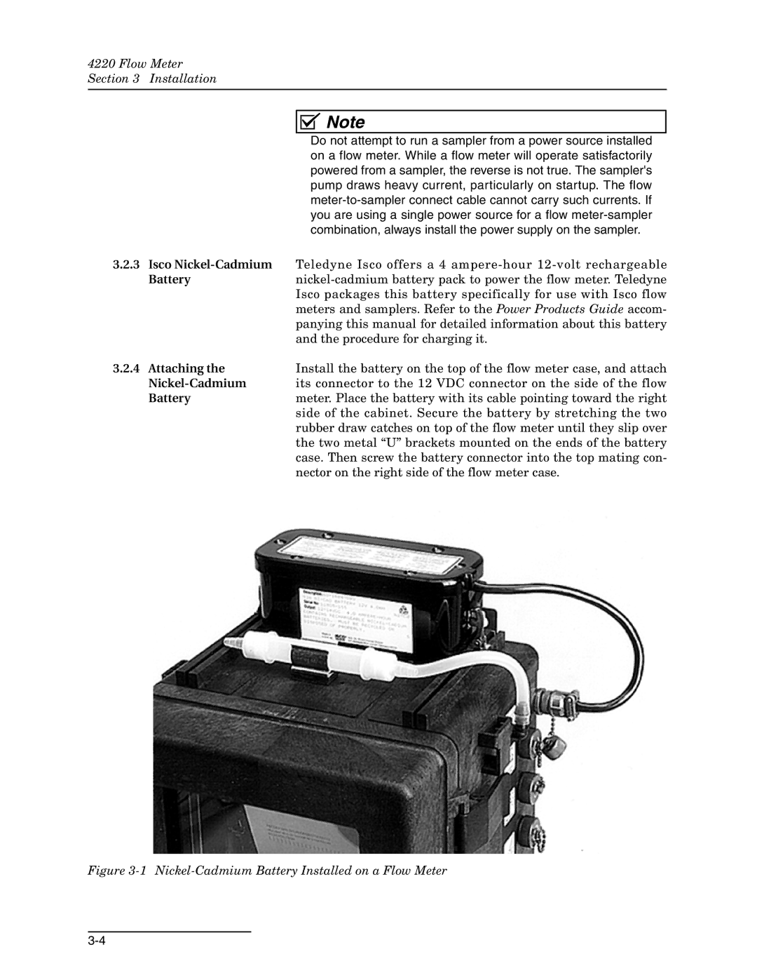 Teledyne 4220 installation and operation guide Battery, Attaching, Nickel-Cadmium 