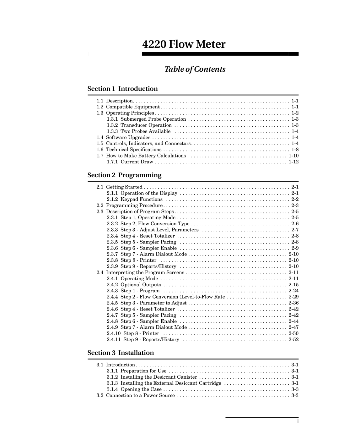 Teledyne 4220 installation and operation guide Flow Meter 