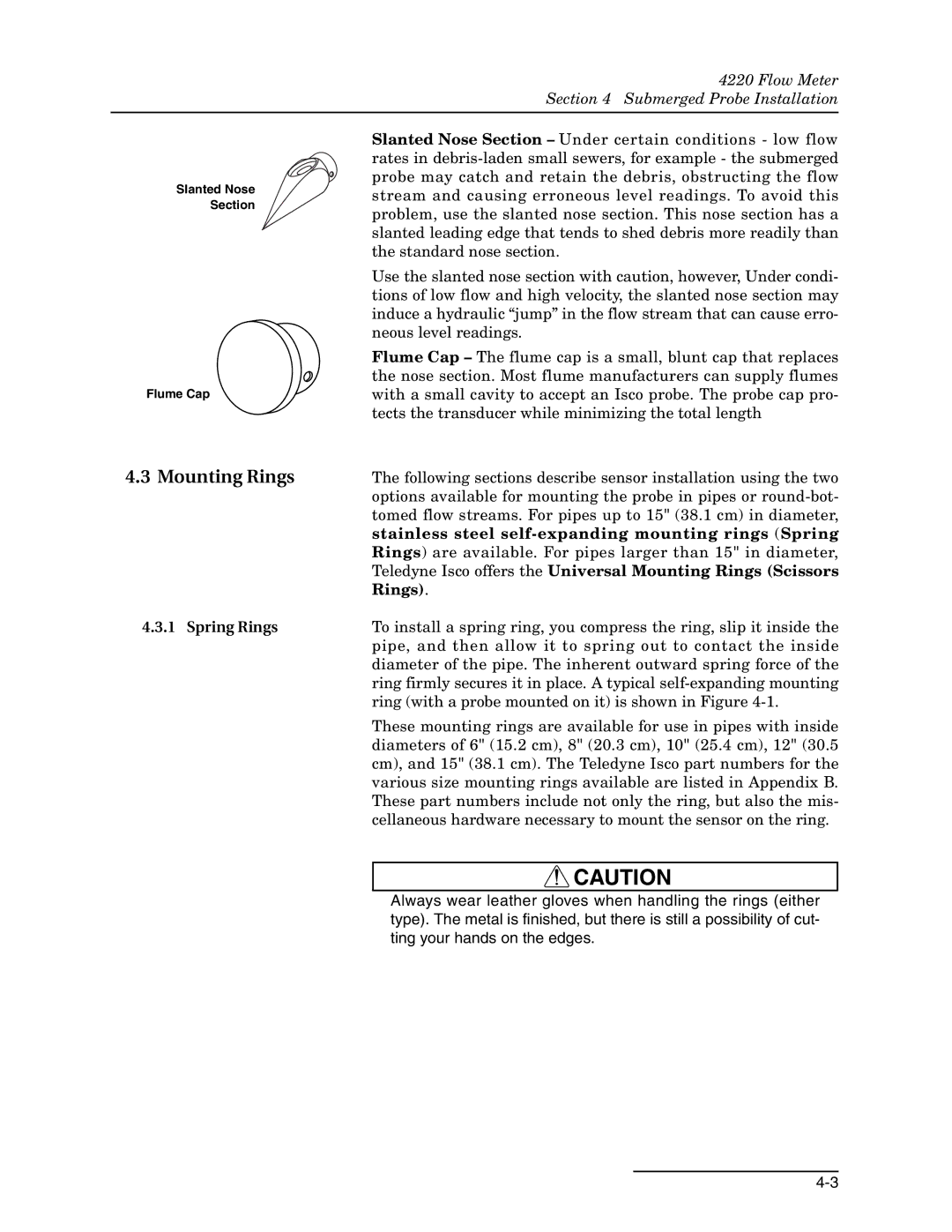 Teledyne 4220 installation and operation guide Mounting Rings, Spring Rings 