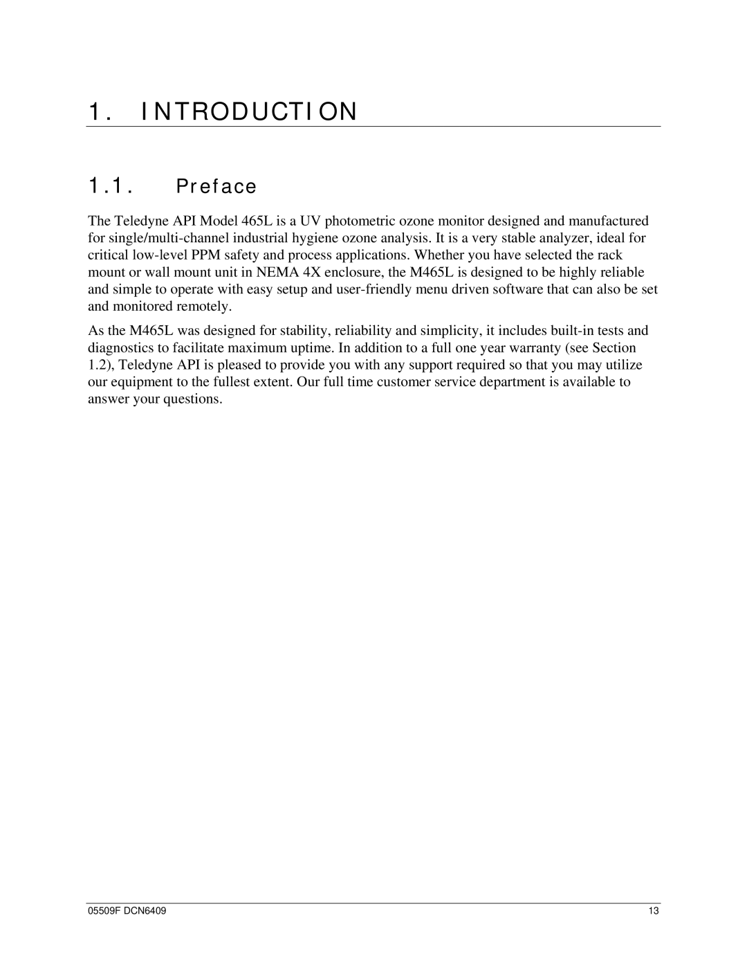 Teledyne 465L operation manual Introduction, Preface 