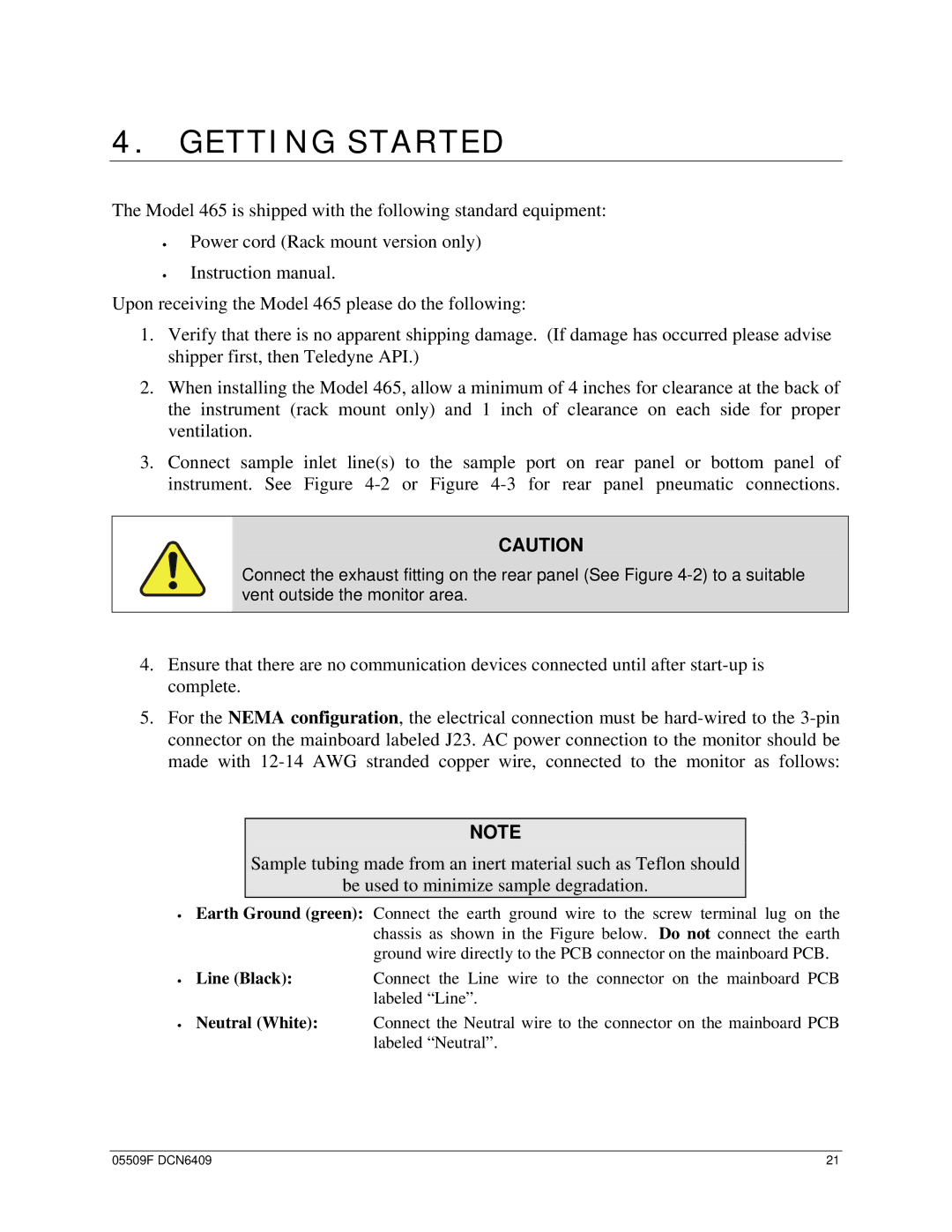 Teledyne 465L operation manual Getting Started 