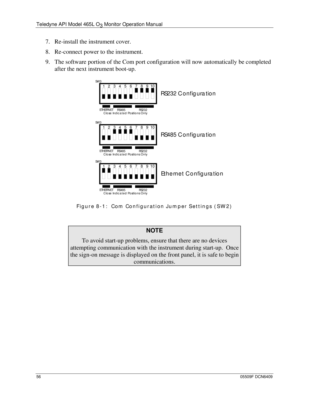 Teledyne 465L operation manual RS232 Configuration 