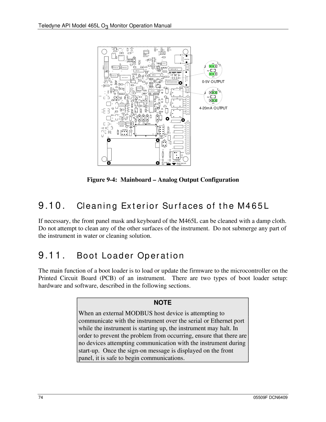 Teledyne operation manual Cleaning Exterior Surfaces of the M465L, Boot Loader Operation 