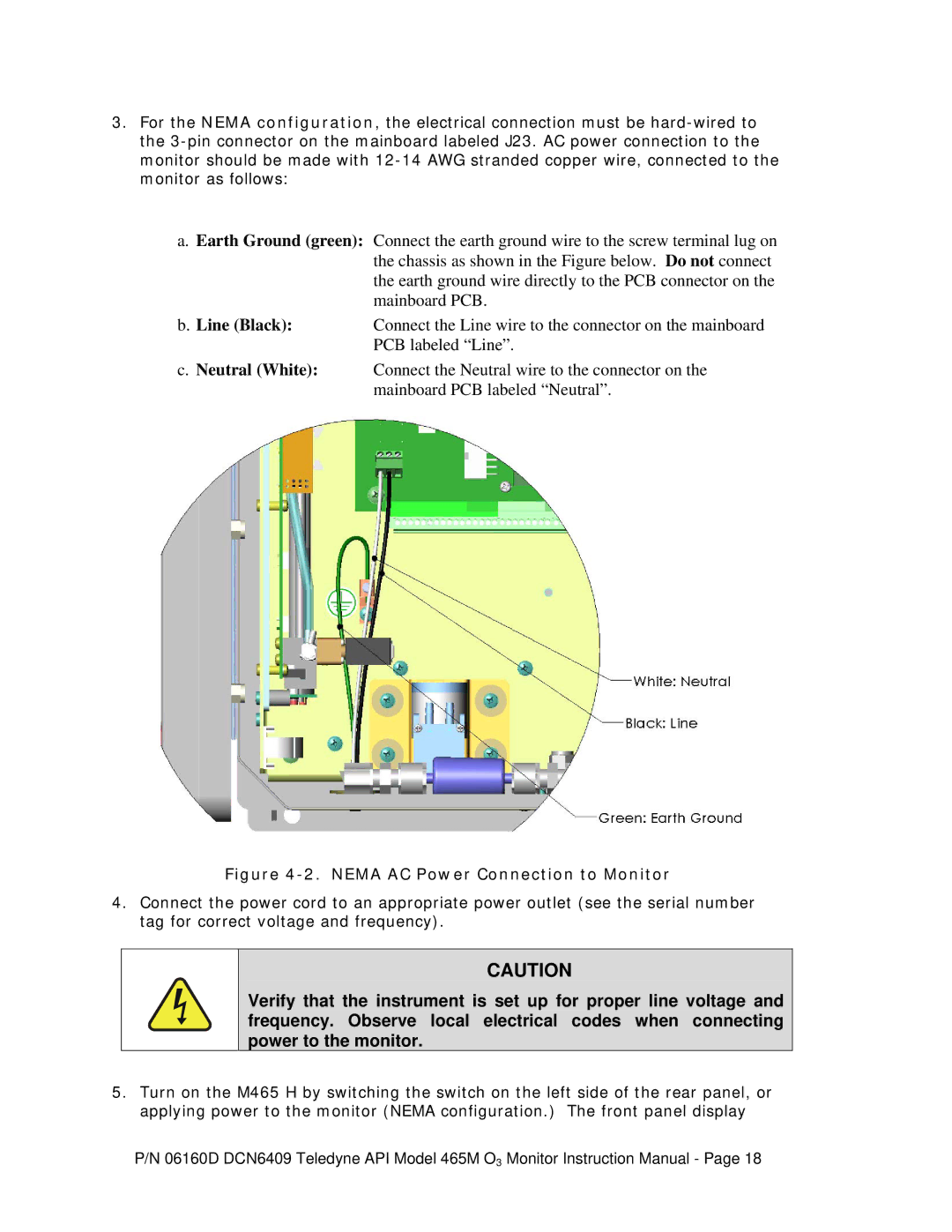 Teledyne 465M instruction manual Nema AC Power Connection to Monitor 