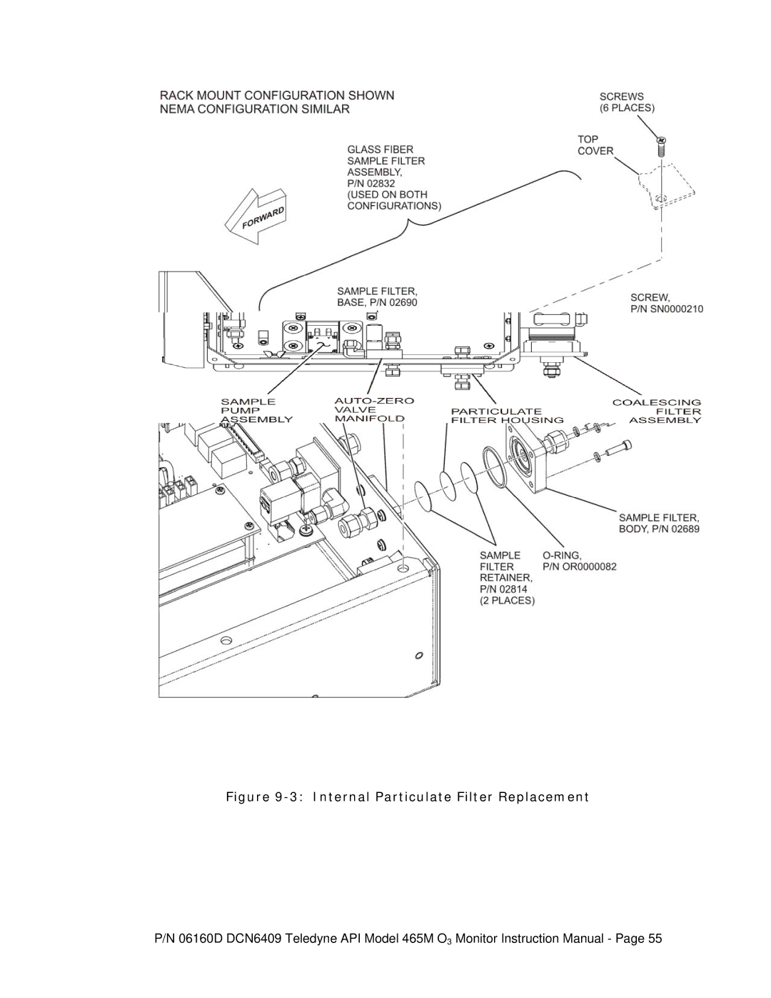 Teledyne 465M instruction manual Internal Particulate Filter Replacement 