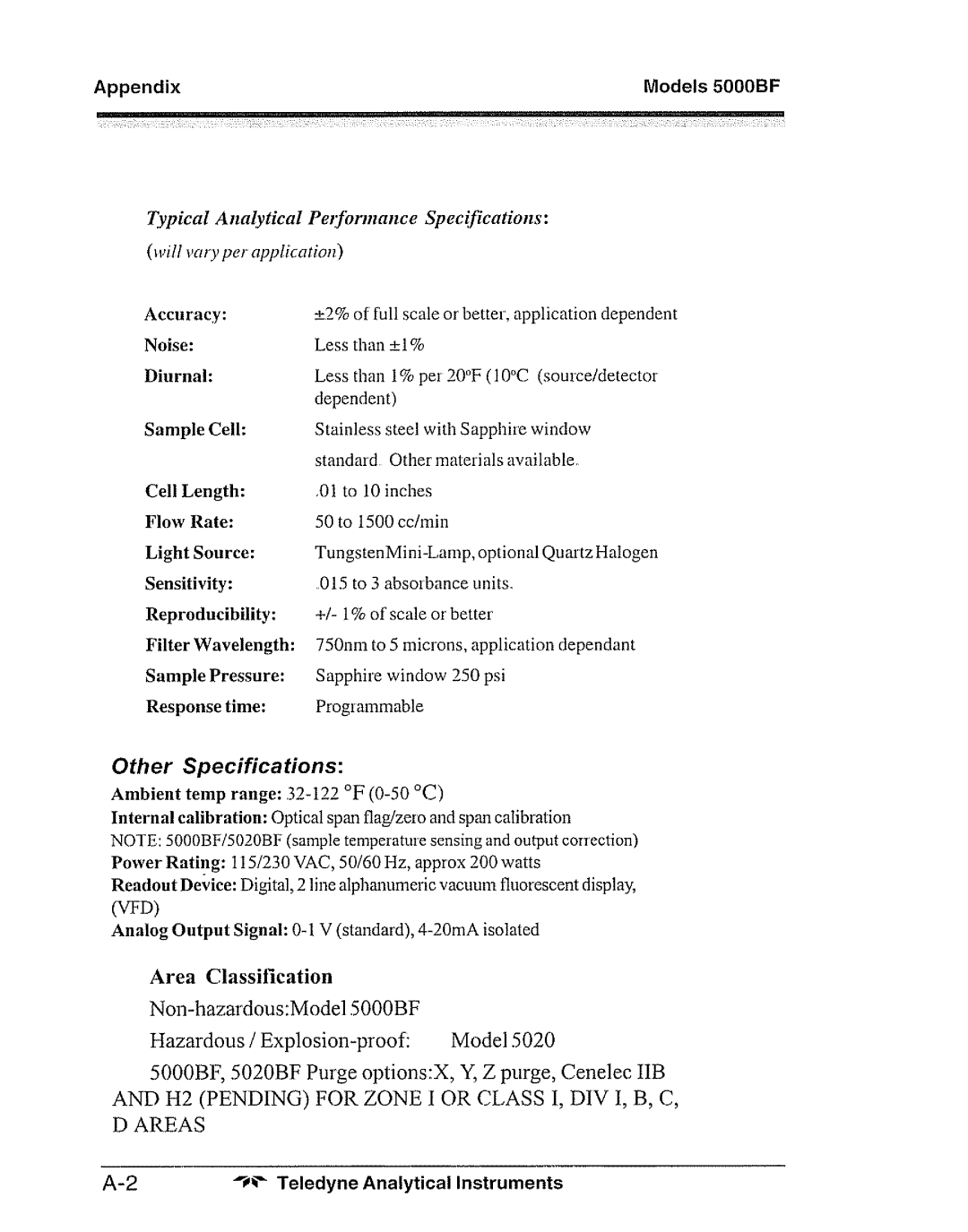 Teledyne 5000bf manual 