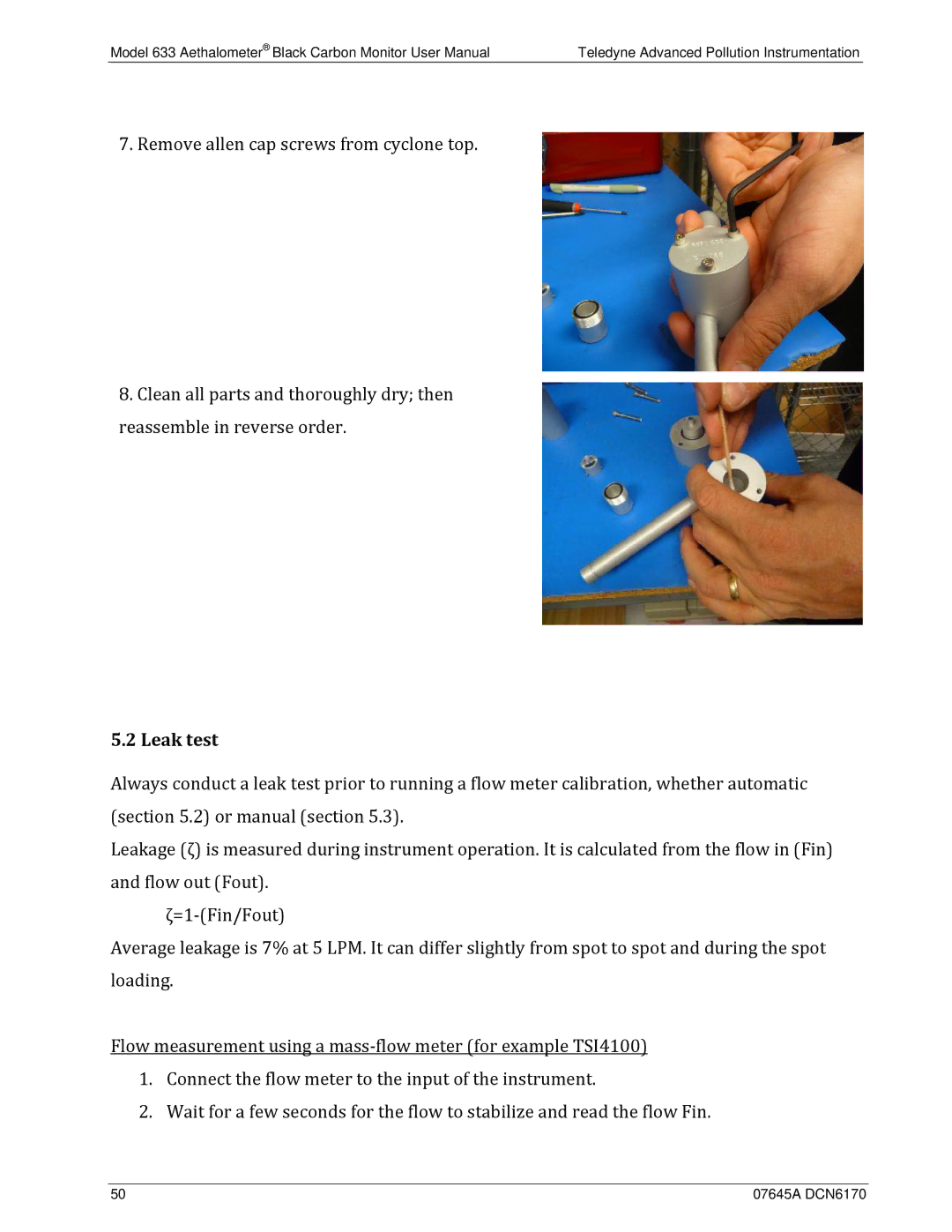 Teledyne 633 user manual Leak test 