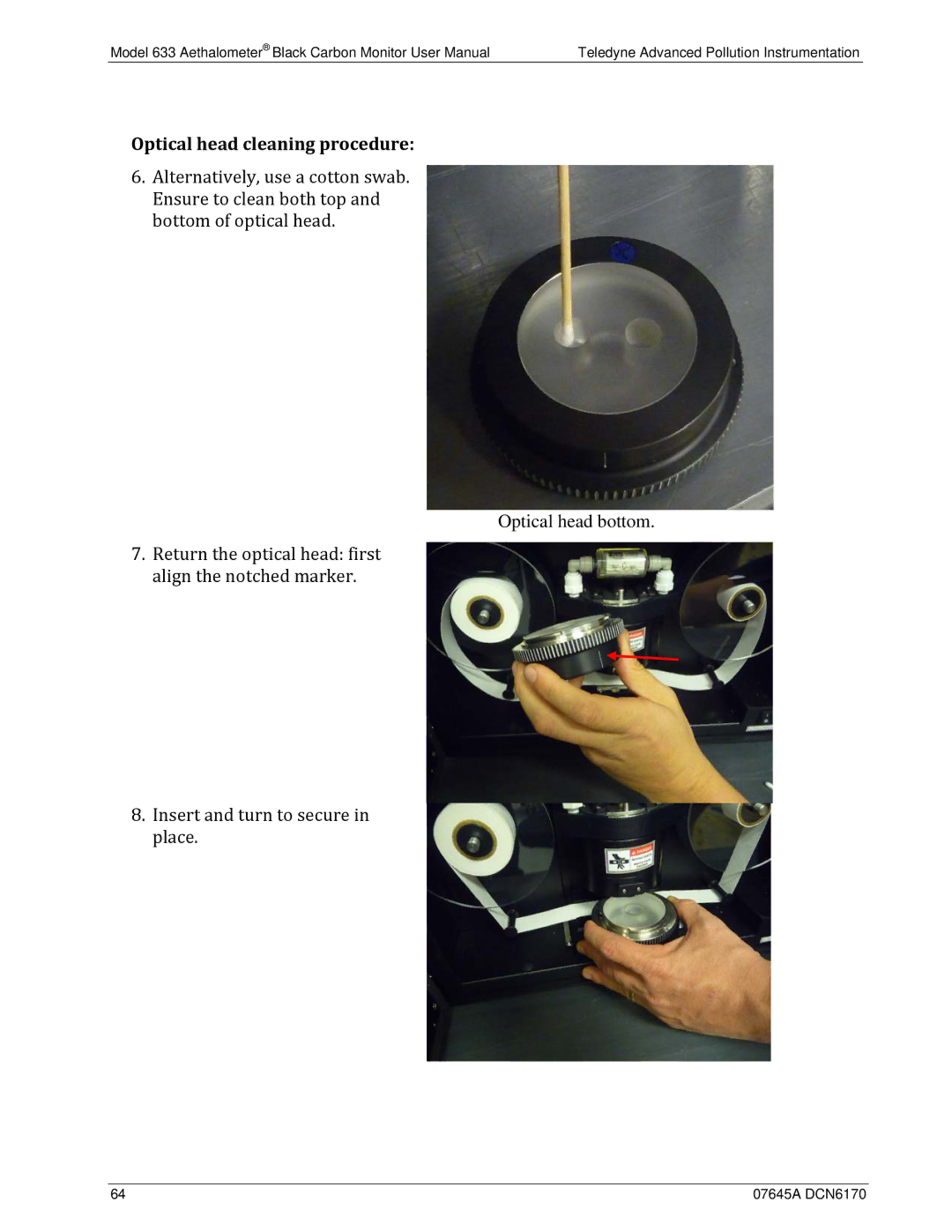 Teledyne 633 user manual Optical head bottom 