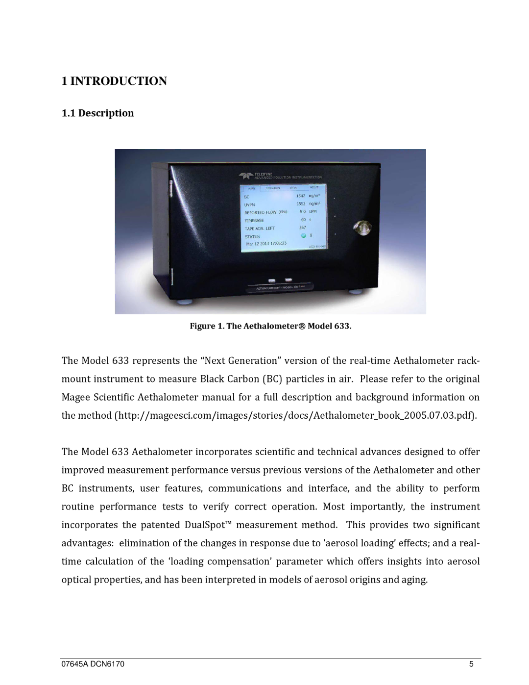 Teledyne 633 user manual Introduction, Description 