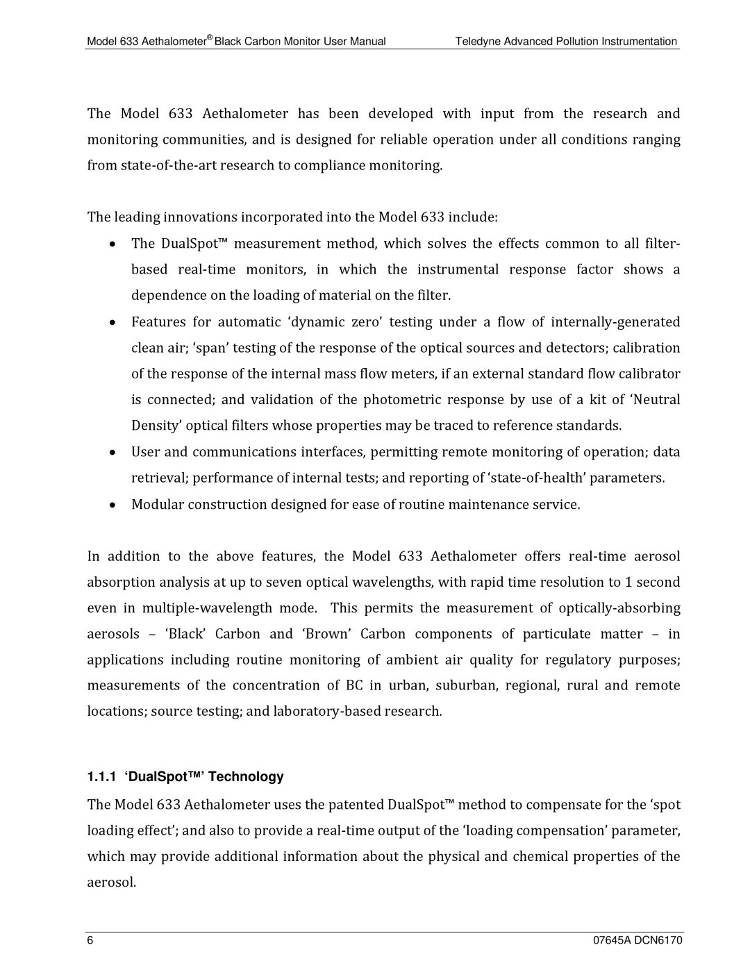 Teledyne 633 user manual 1 ‘DualSpot’ Technology 