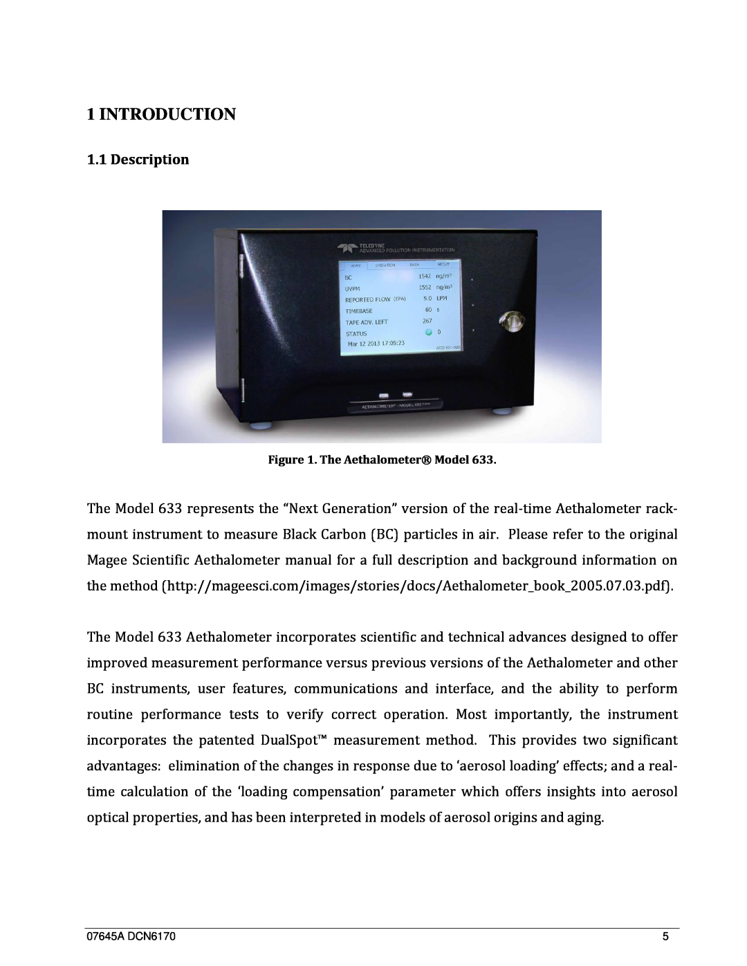 Teledyne 633 user manual Introduction, Description 