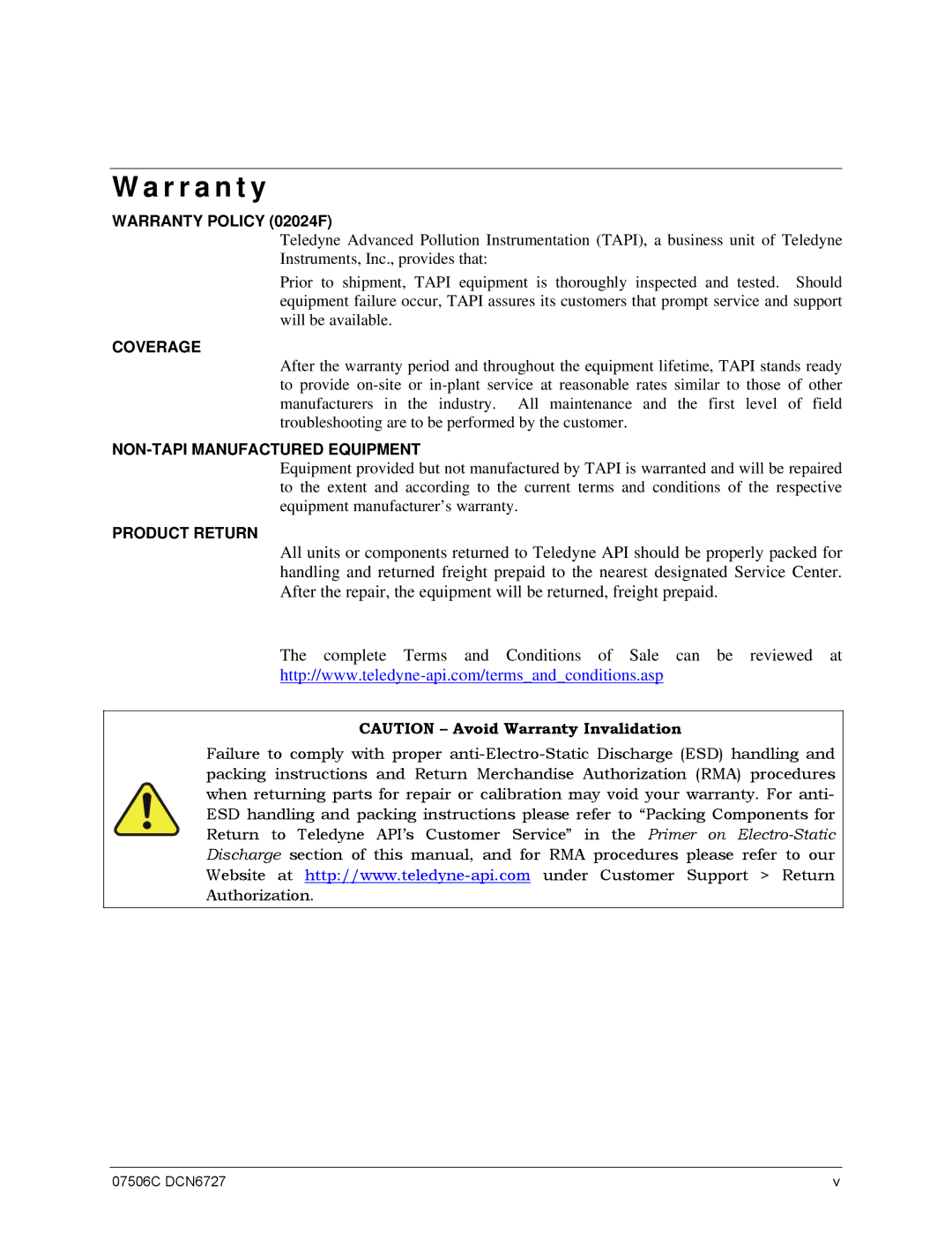 Teledyne 651 operation manual R r a n t y 