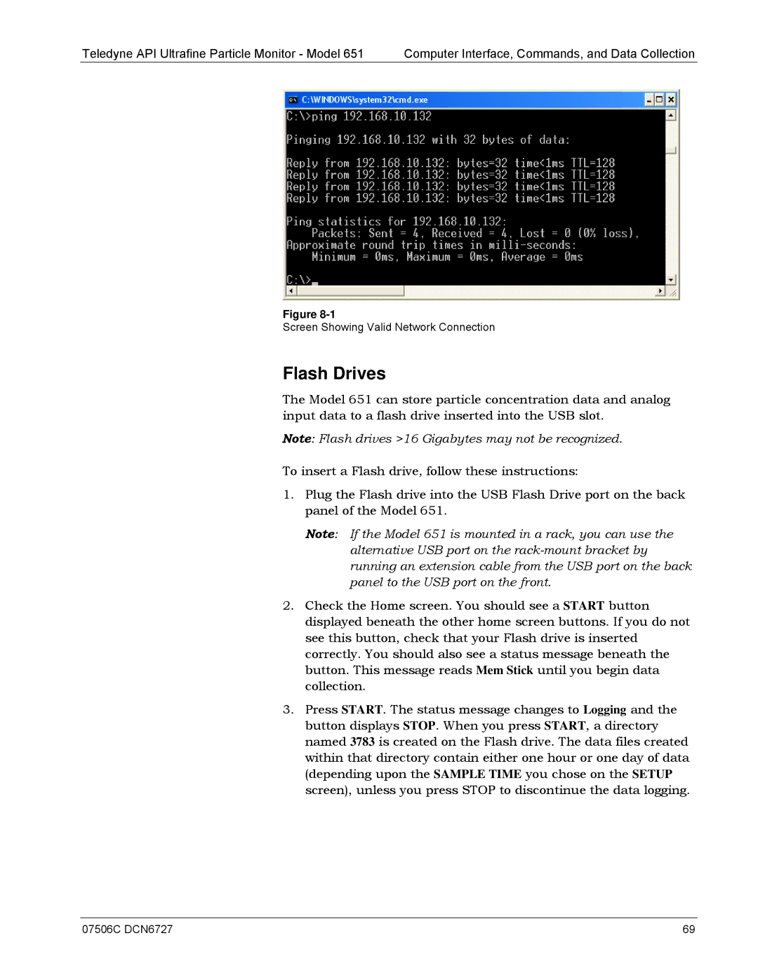 Teledyne 651 operation manual Flash Drives 