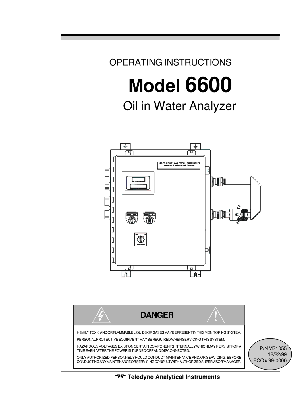 Teledyne 6600 manual Oil in Water Analyzer, Teledyne Analytical Instruments 