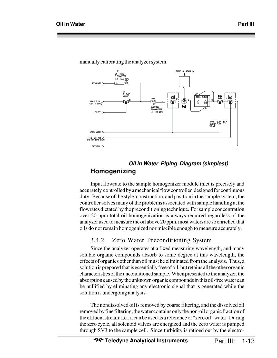 Teledyne 6600 manual Homogenizing, Zero Water Preconditioning System 