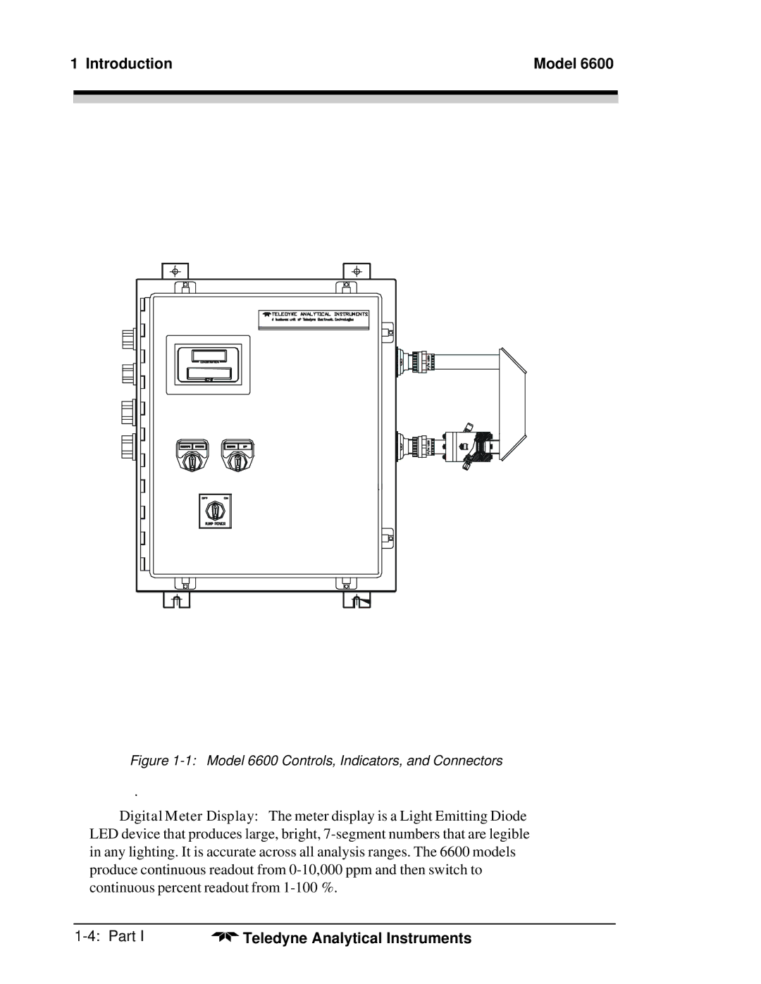 Teledyne manual Model 6600 Controls, Indicators, and Connectors 