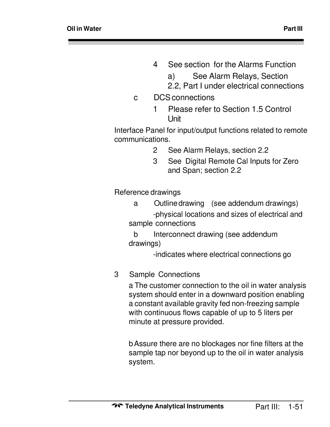 Teledyne 6600 manual Sample Connections 