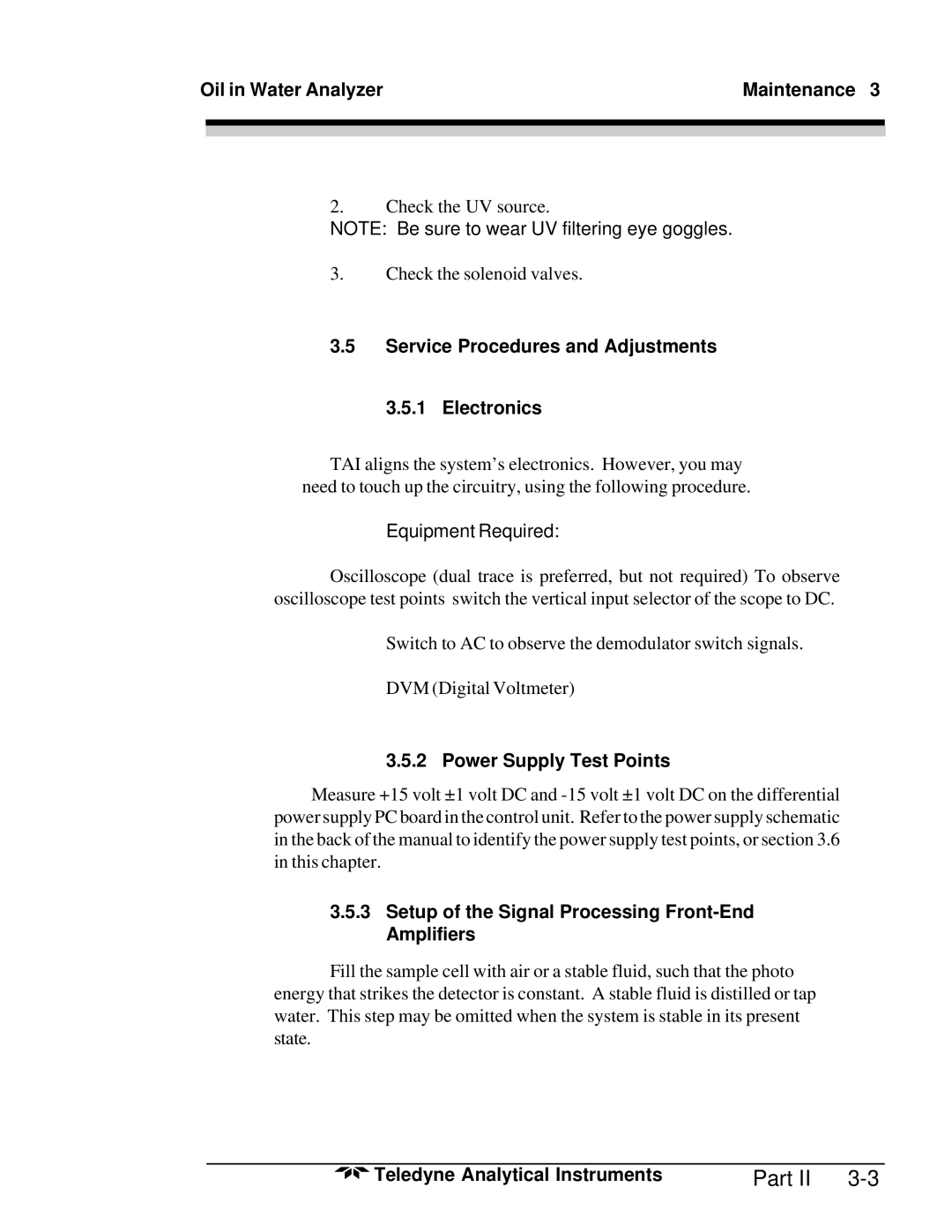 Teledyne 6600 manual Service Procedures and Adjustments Electronics, Power Supply Test Points 