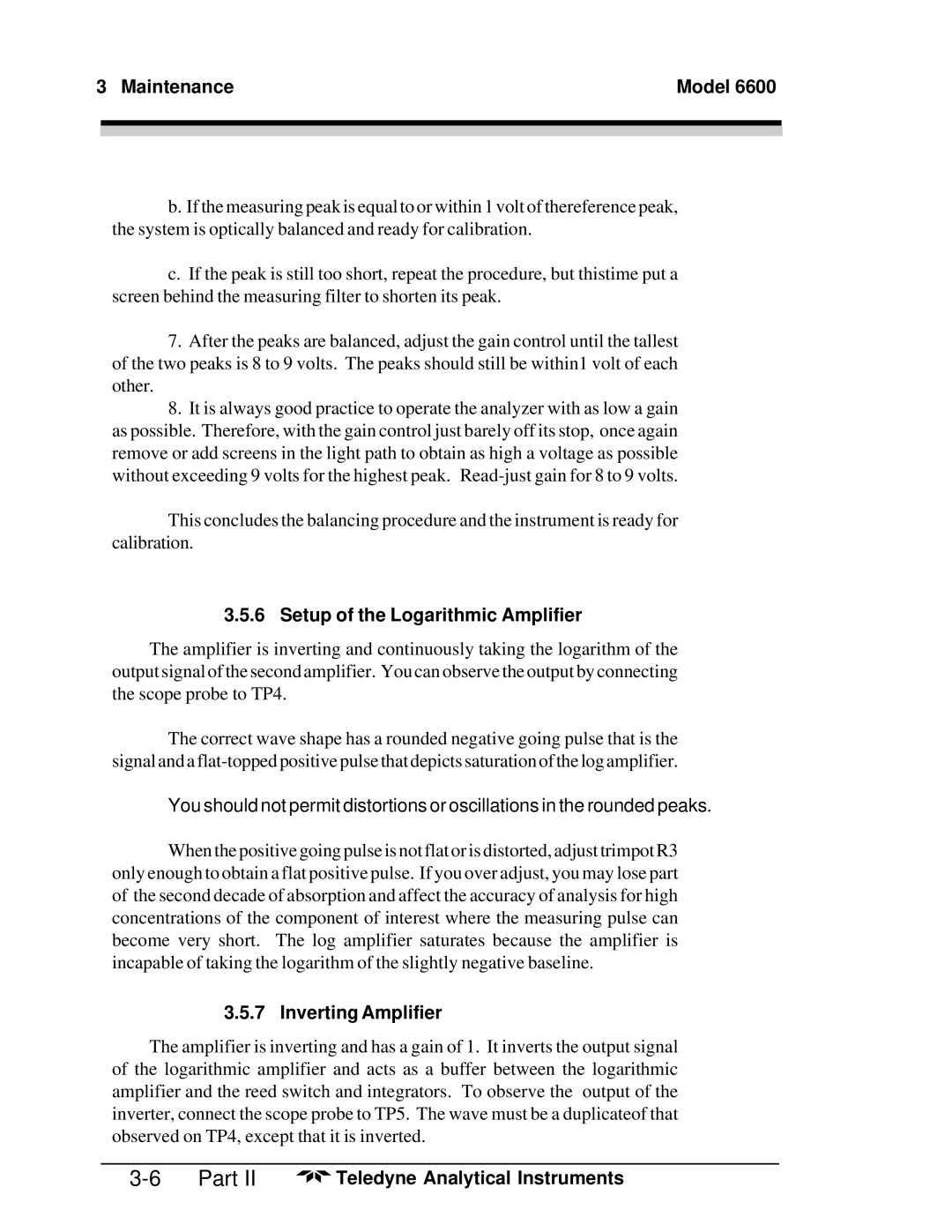 Teledyne 6600 manual Setup of the Logarithmic Amplifier, Inverting Amplifier 