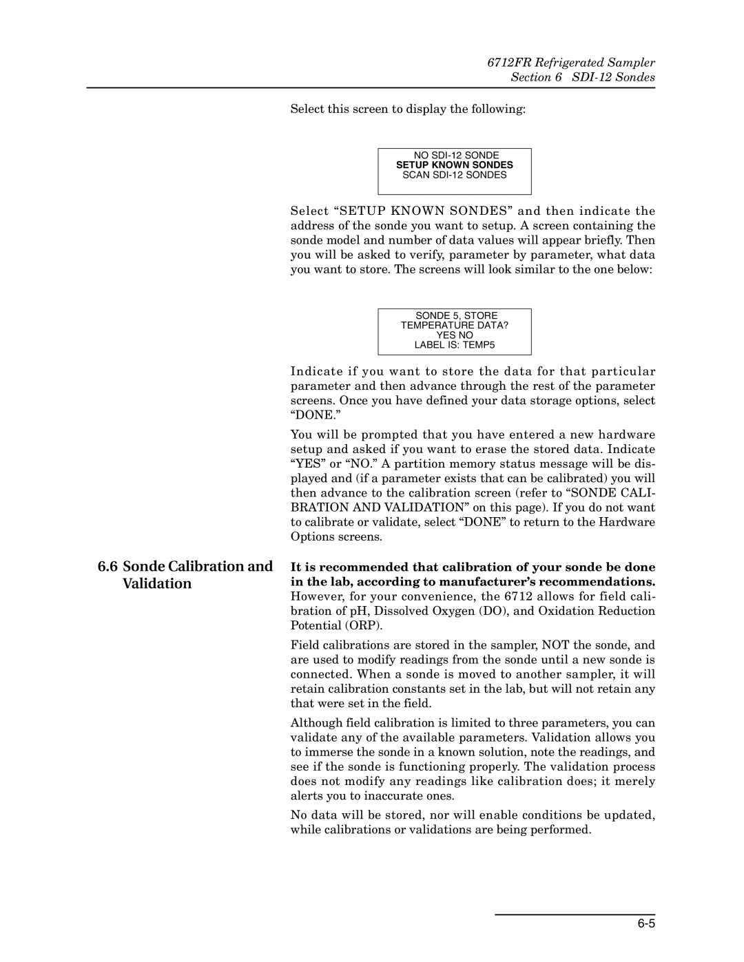 Teledyne 6712FR manual Sonde Calibration and Validation 