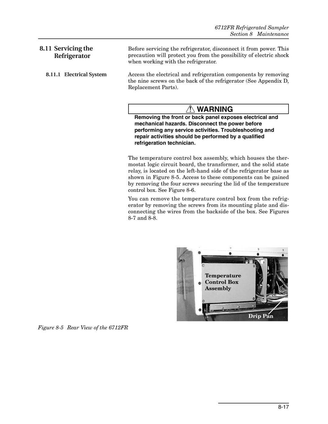 Teledyne 6712FR manual Servicing the Refrigerator, Electrical System, Temperature Control Box Assembly 