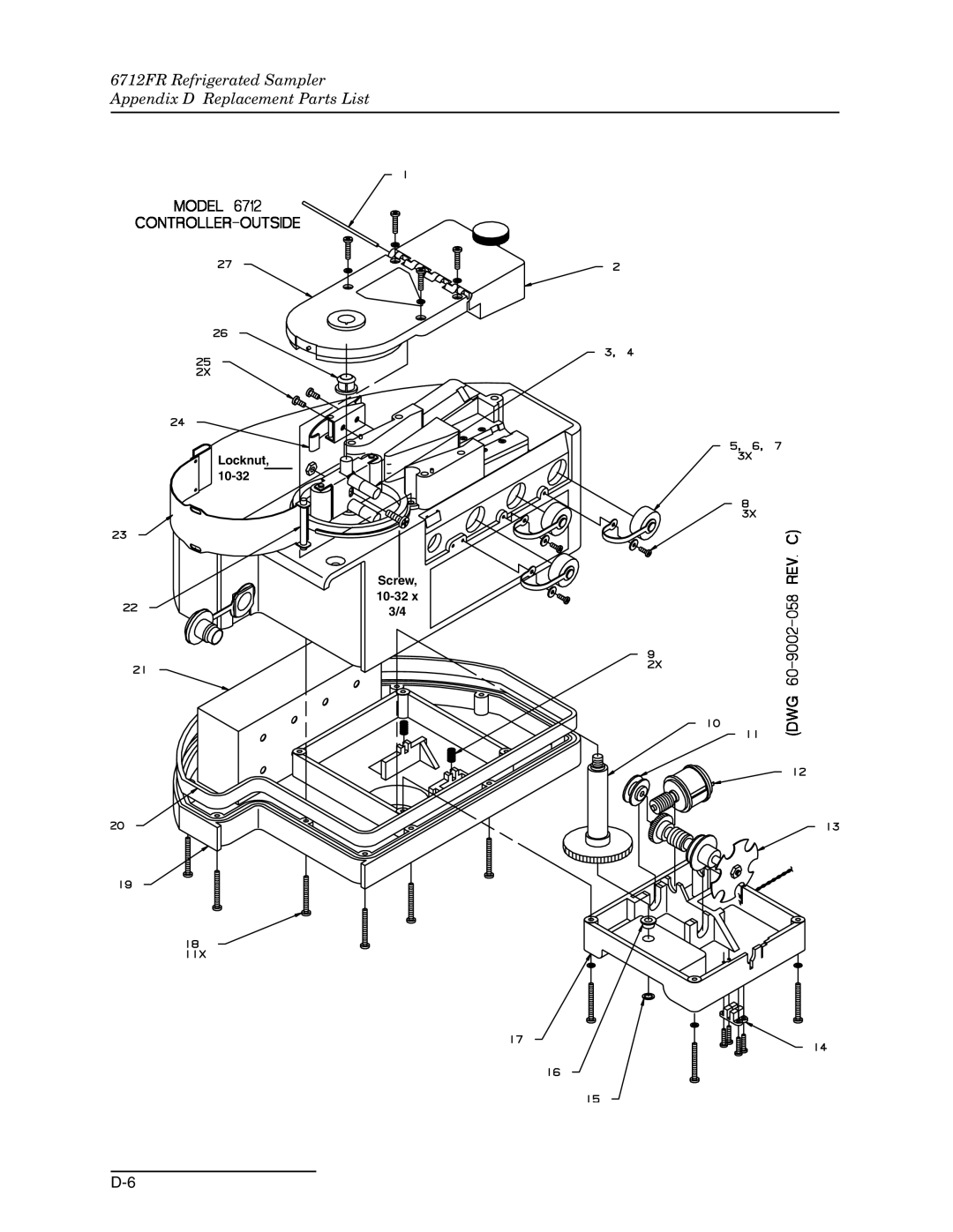 Teledyne 6712FR manual Locknut 