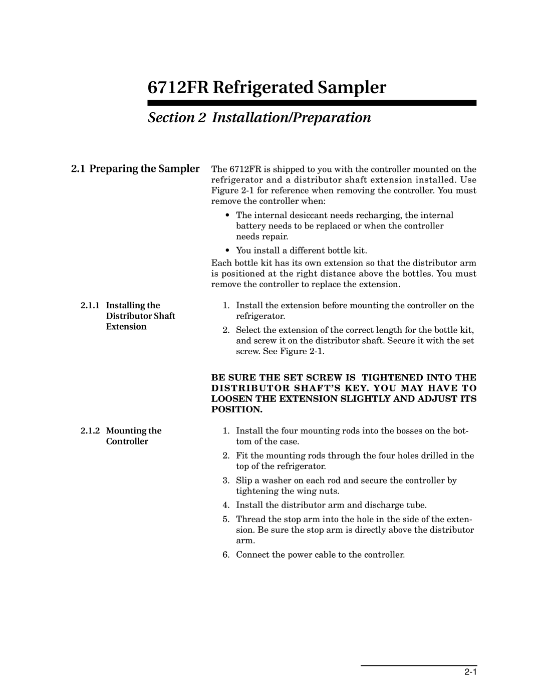 Teledyne 6712FR manual Installation/Preparation 