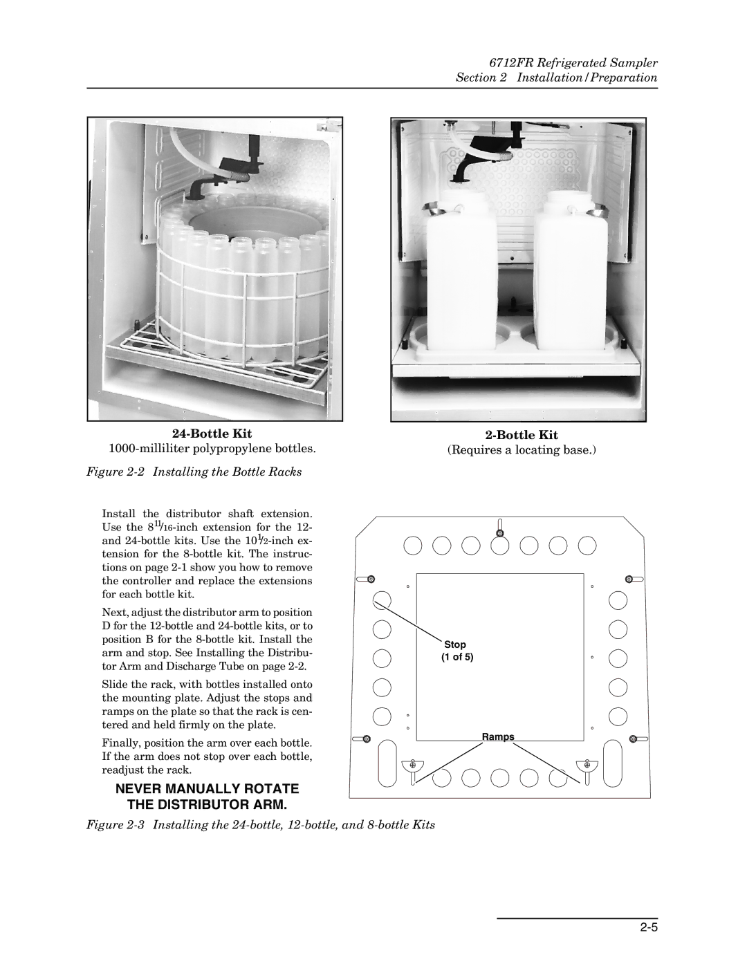 Teledyne 6712FR manual Bottle Kit, Installing the Bottle Racks 