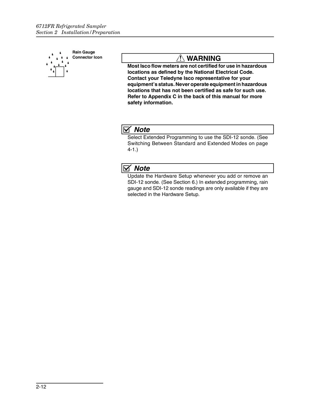 Teledyne 6712FR manual Rain Gauge Connector Icon 