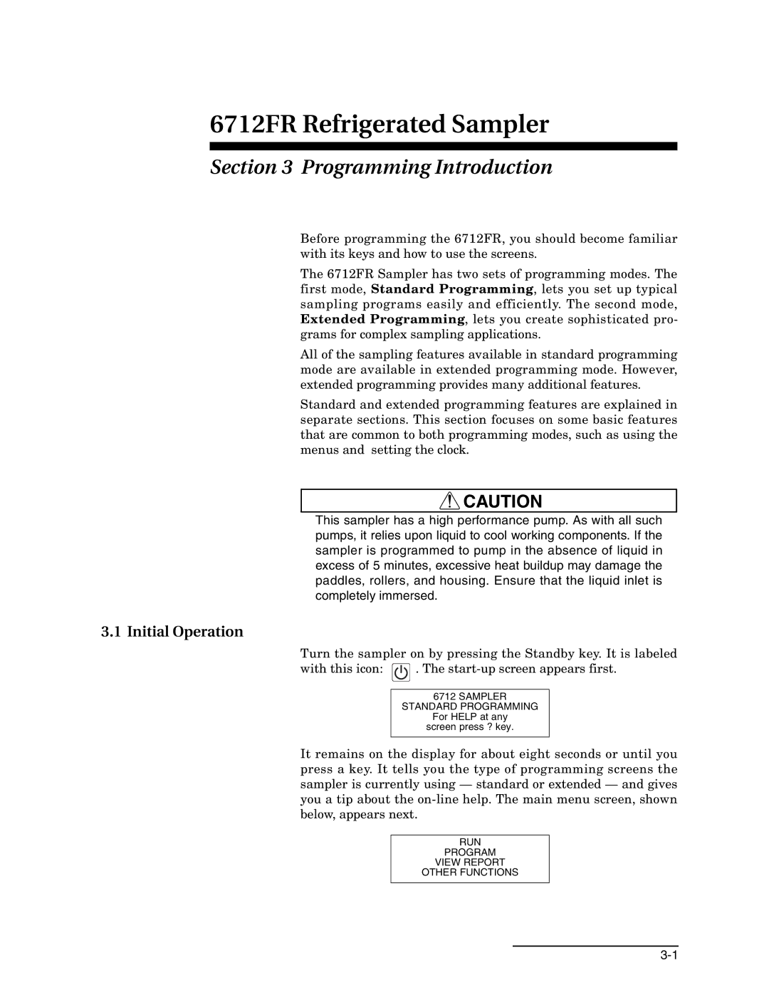 Teledyne 6712FR manual Programming Introduction, Initial Operation 