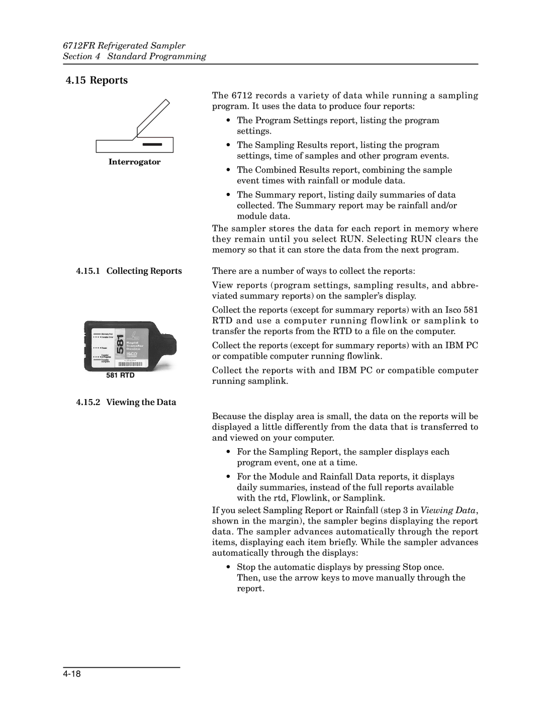 Teledyne 6712FR manual Collecting Reports, Viewing the Data 