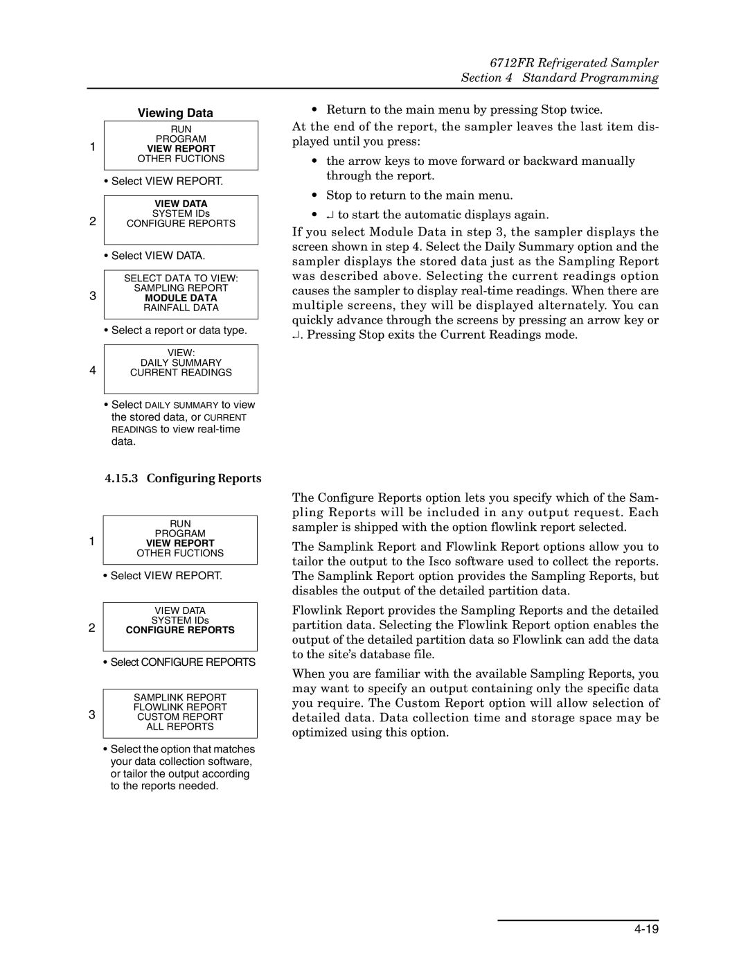 Teledyne 6712FR manual Viewing Data, Configuring Reports 