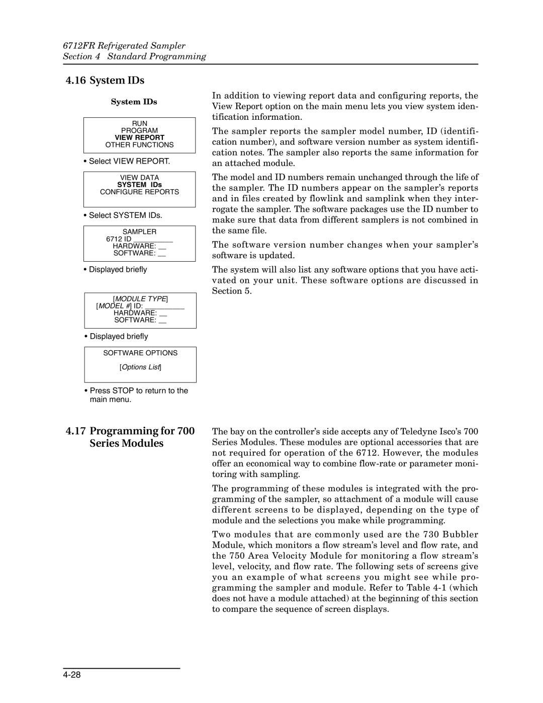 Teledyne 6712FR manual System IDs, Programming for 700 Series Modules 