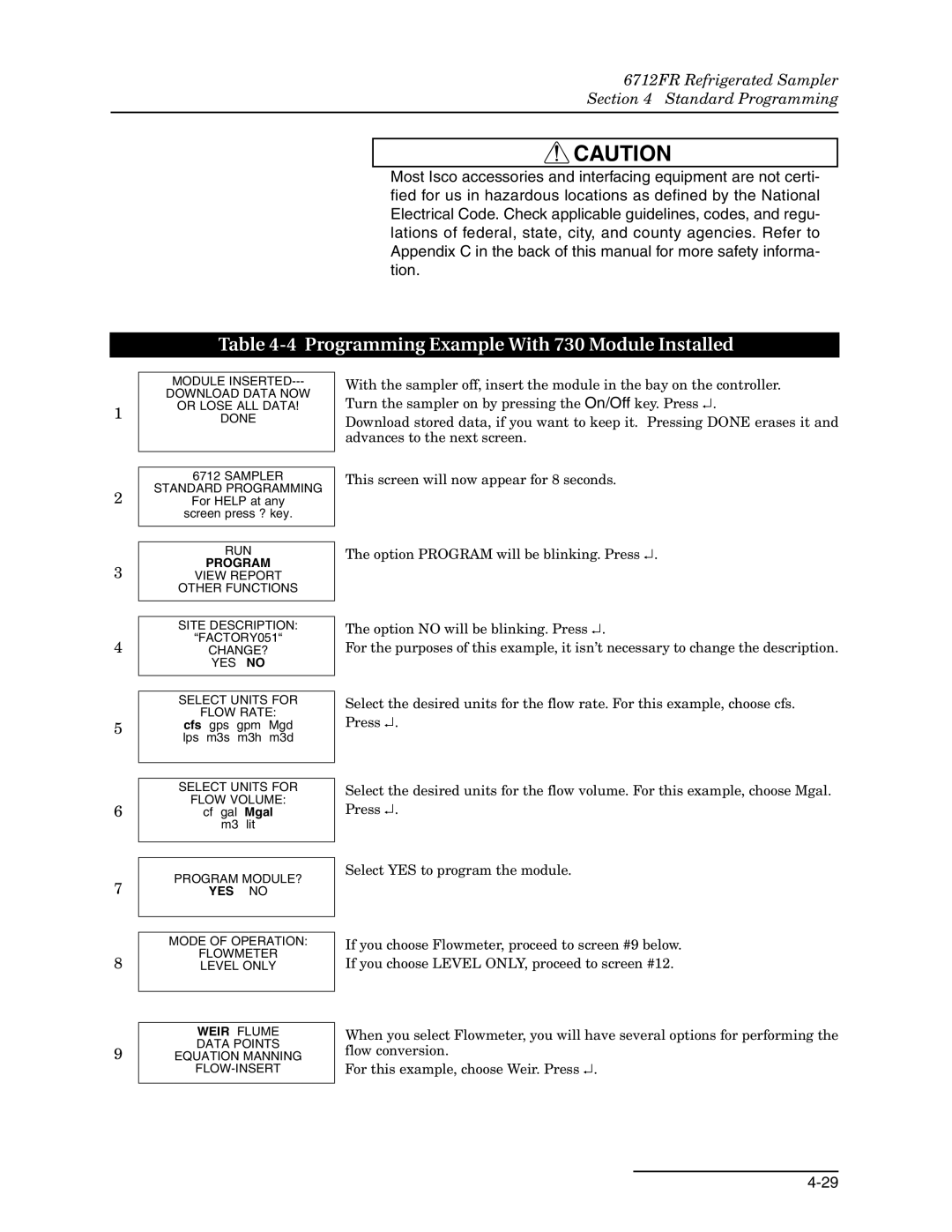 Teledyne 6712FR manual Programming Example With 730 Module Installed 