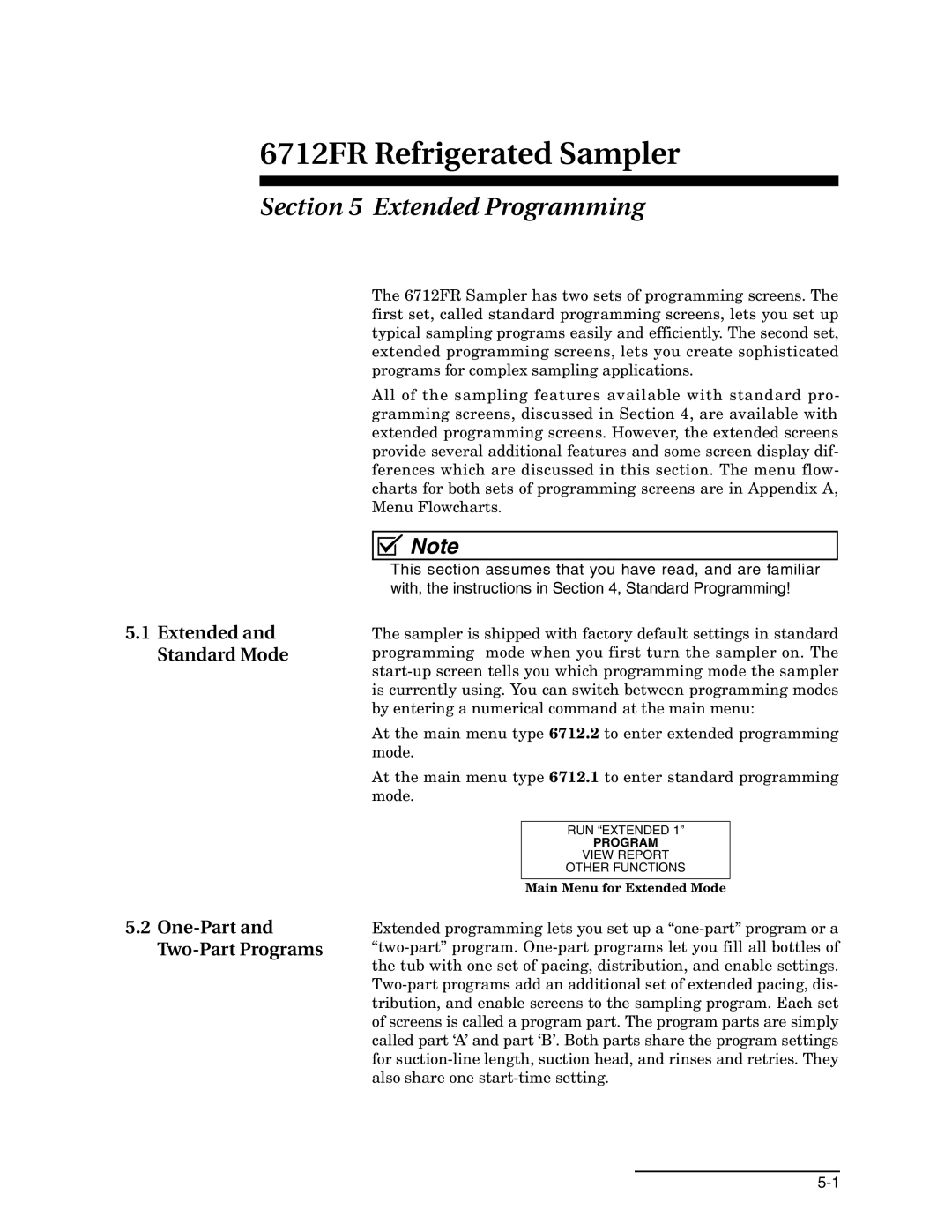 Teledyne 6712FR manual Extended Programming, Extended and Standard Mode One-Part and Two-Part Programs 