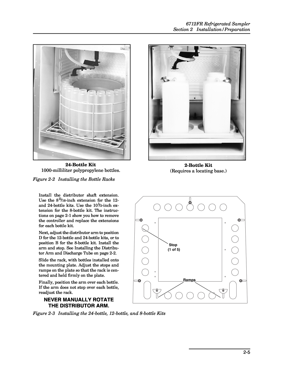 Teledyne manual 6712FR Refrigerated Sampler Installation/Preparation, Bottle Kit, 2 Installing the Bottle Racks 