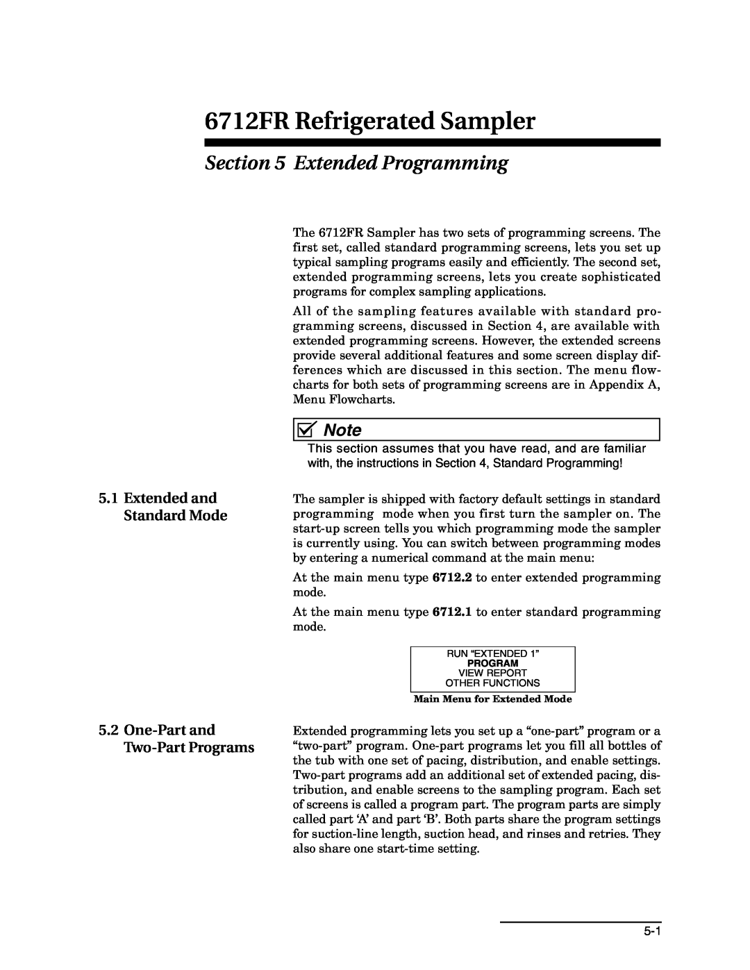Teledyne 6712FR manual Extended Programming, Extended and Standard Mode 5.2 One-Part and Two-Part Programs 