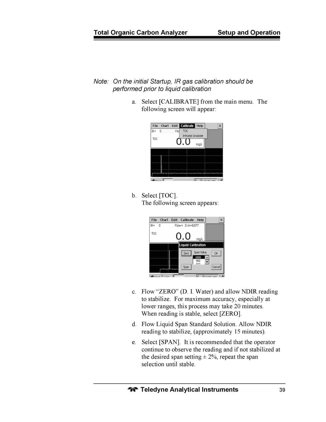 Teledyne 6750 operating instructions Total Organic Carbon Analyzer Setup and Operation 