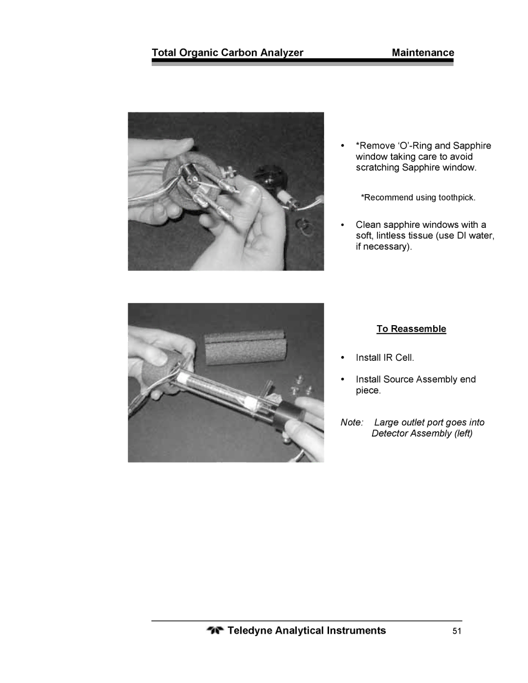 Teledyne 6750 operating instructions To Reassemble 