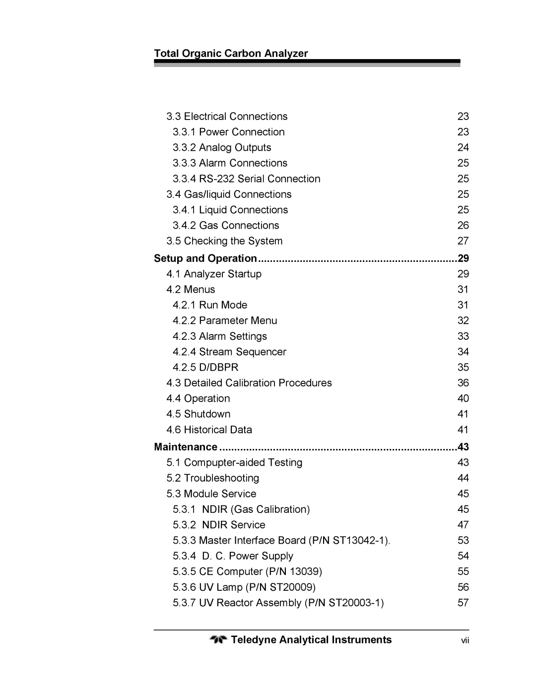 Teledyne 6750 operating instructions Setup and Operation, Maintenance 