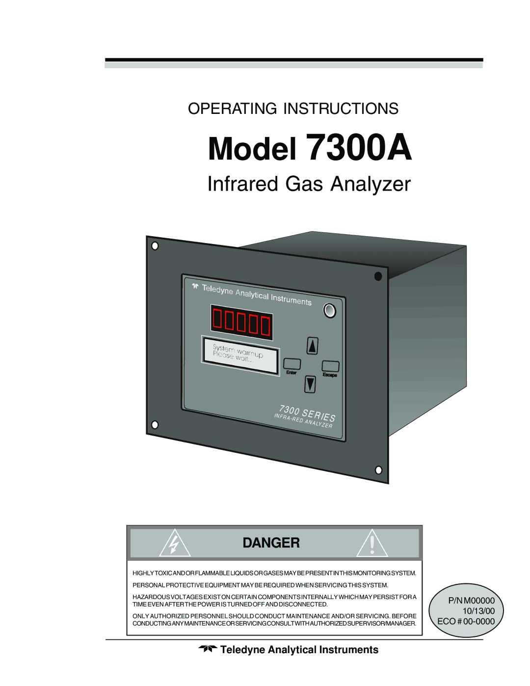 Teledyne manual Model 7300A, Teledyne Analytical Instruments 