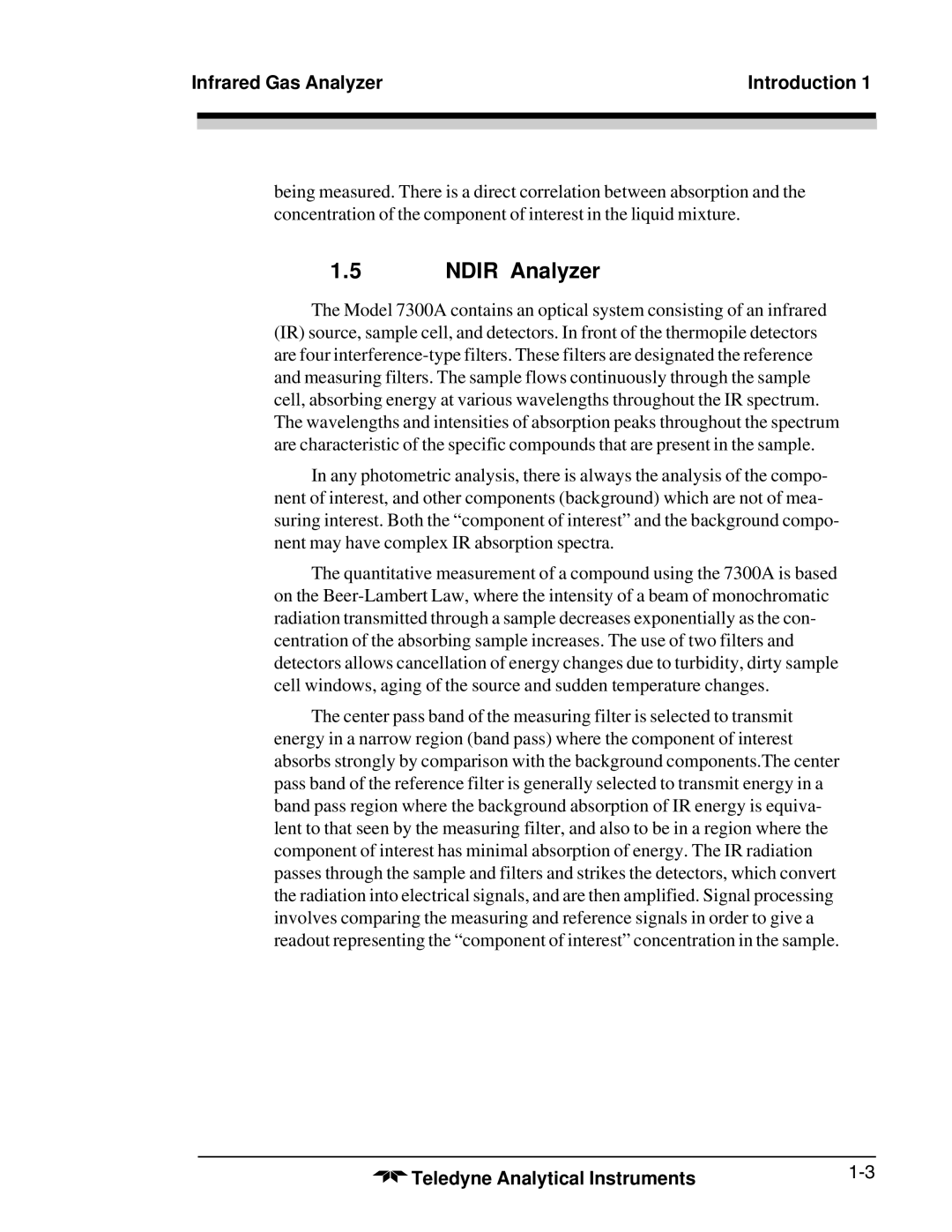 Teledyne 7300A manual Ndir Analyzer 